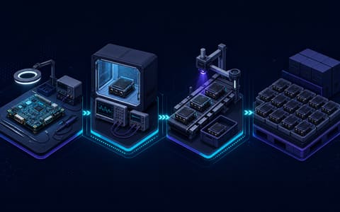 從工程驗證到量產的四階段製造流程示意